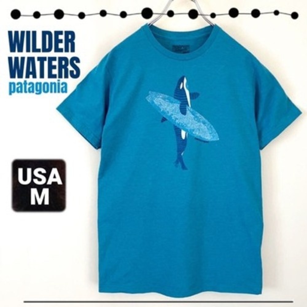 Patagonia Pods On It Tee M Slim Fit Wilder Waters Rare Orca Surf Activism Shirt